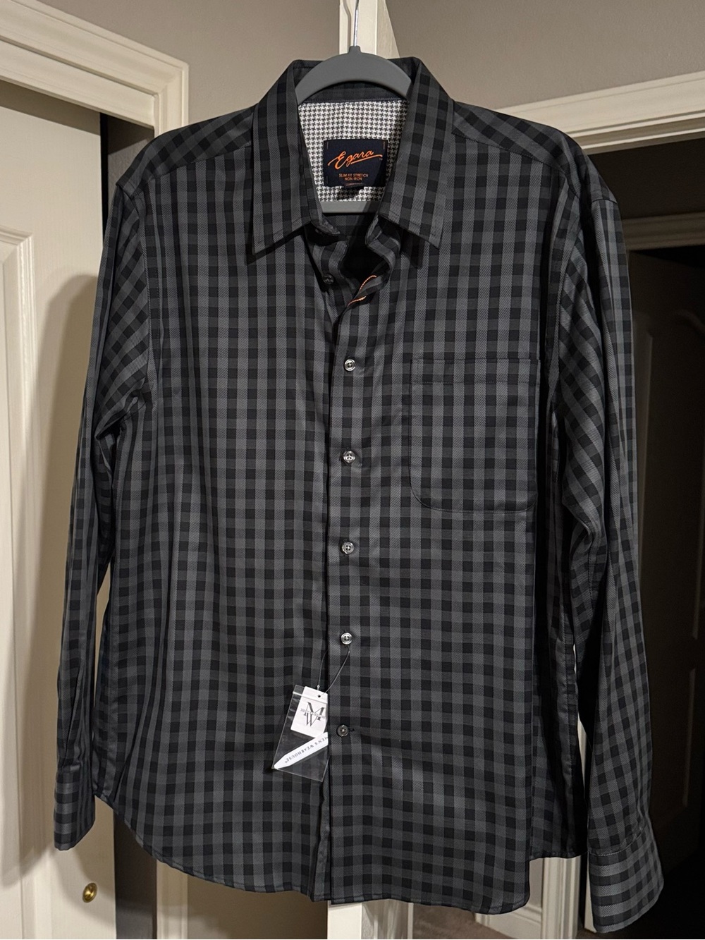 Alfani Men's Black & Gray Check Button-Down Shirt